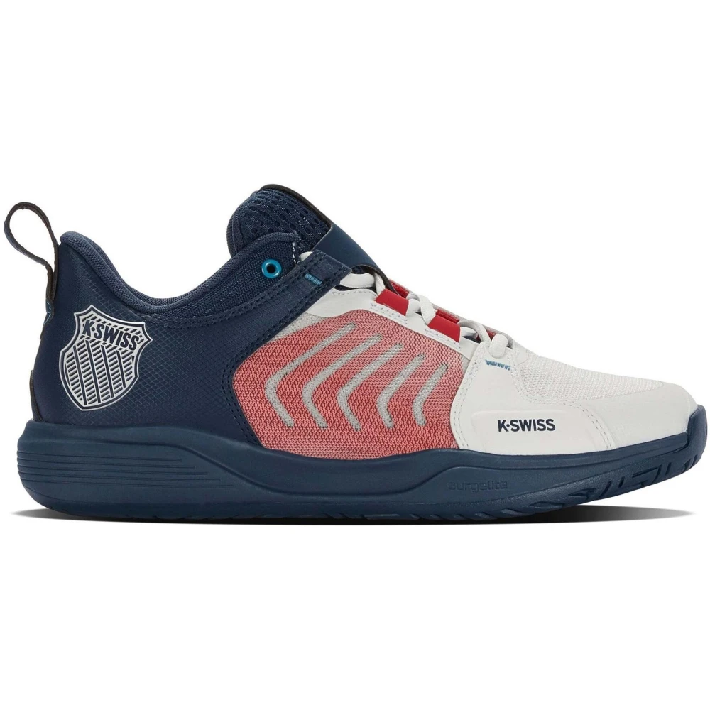 K-Swiss Men’s Ultrashot Team Tennis Shoes (Blanc De Blanc/Blue Opal/Lollipop) 1 K-Swiss Men’s Ultrashot Team Tennis Shoes (Blanc De Blanc/Blue Opal/Lollipop)