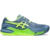 Asics Men’s Gel-Resolution 9 Tennis Shoes (Steel Blue/Hazard Green)
