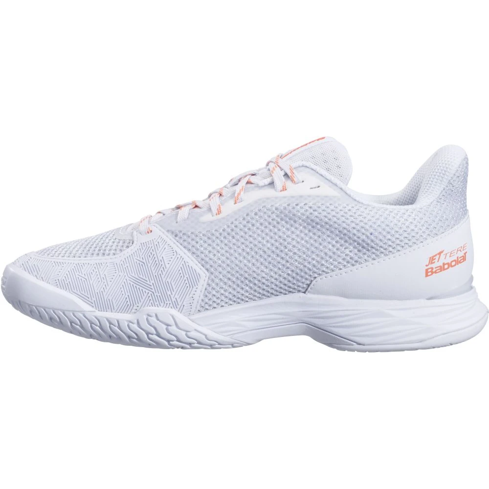 Babolat Women’s Jet Tere All Court Tennis Shoes (White/Living Coral) - Image 2