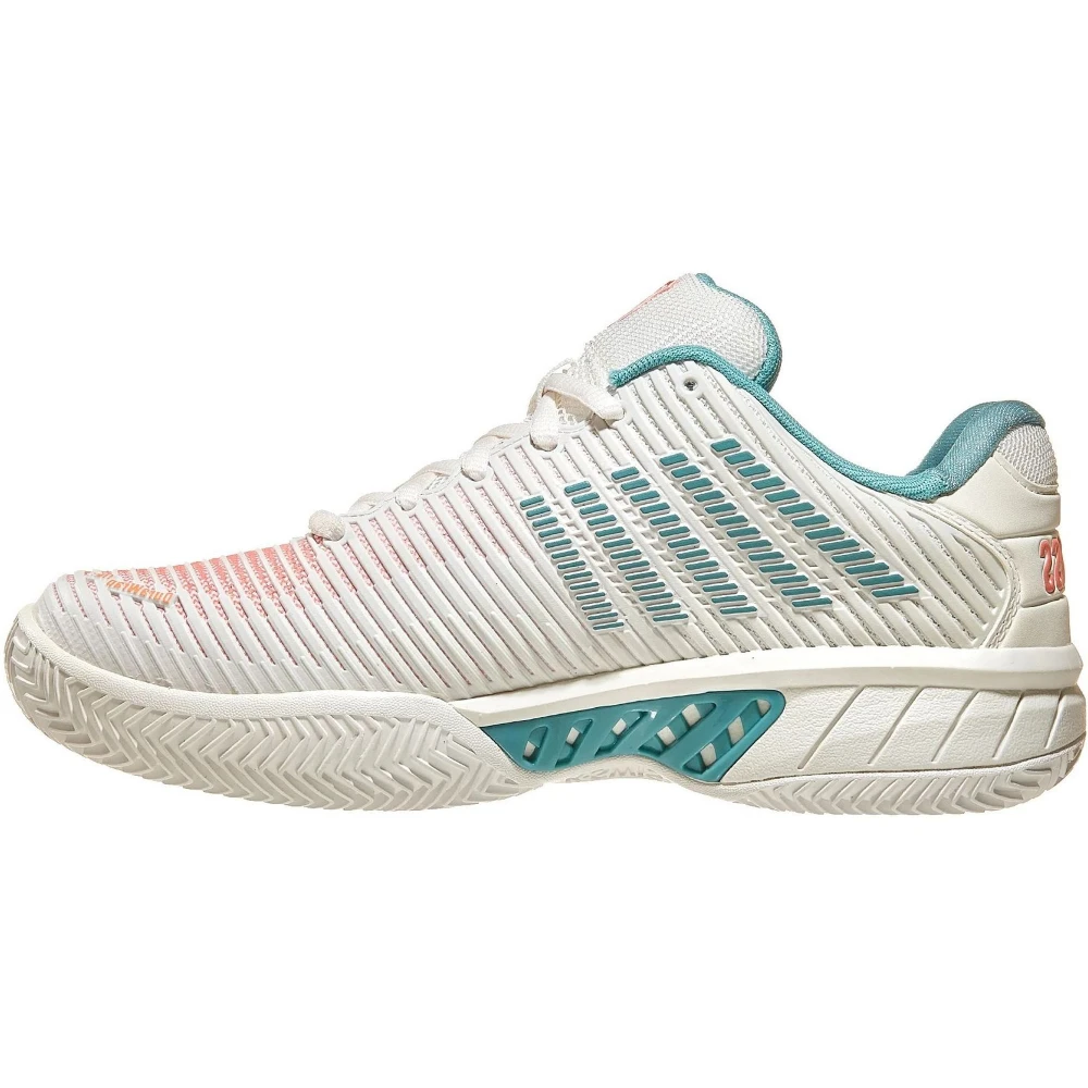 K-Swiss Women’s Hypercourt Express 2 Tennis Shoes (Blanc De Blanc/Nile Blue/Desert Flower) - Image 2