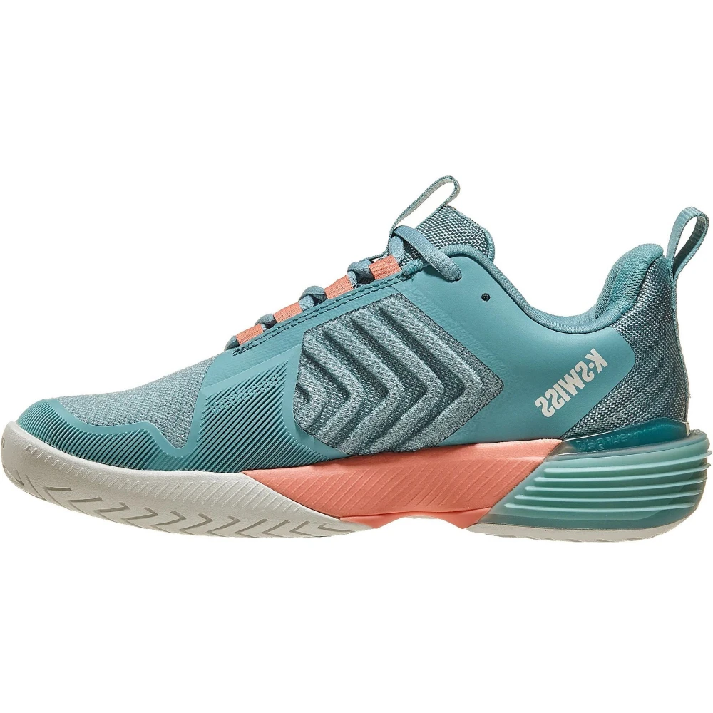 K-Swiss Women’s Ultrashot 3 Tennis Shoes (Blanc De Blanc/Nile Blue/Desert Flower) - Image 2