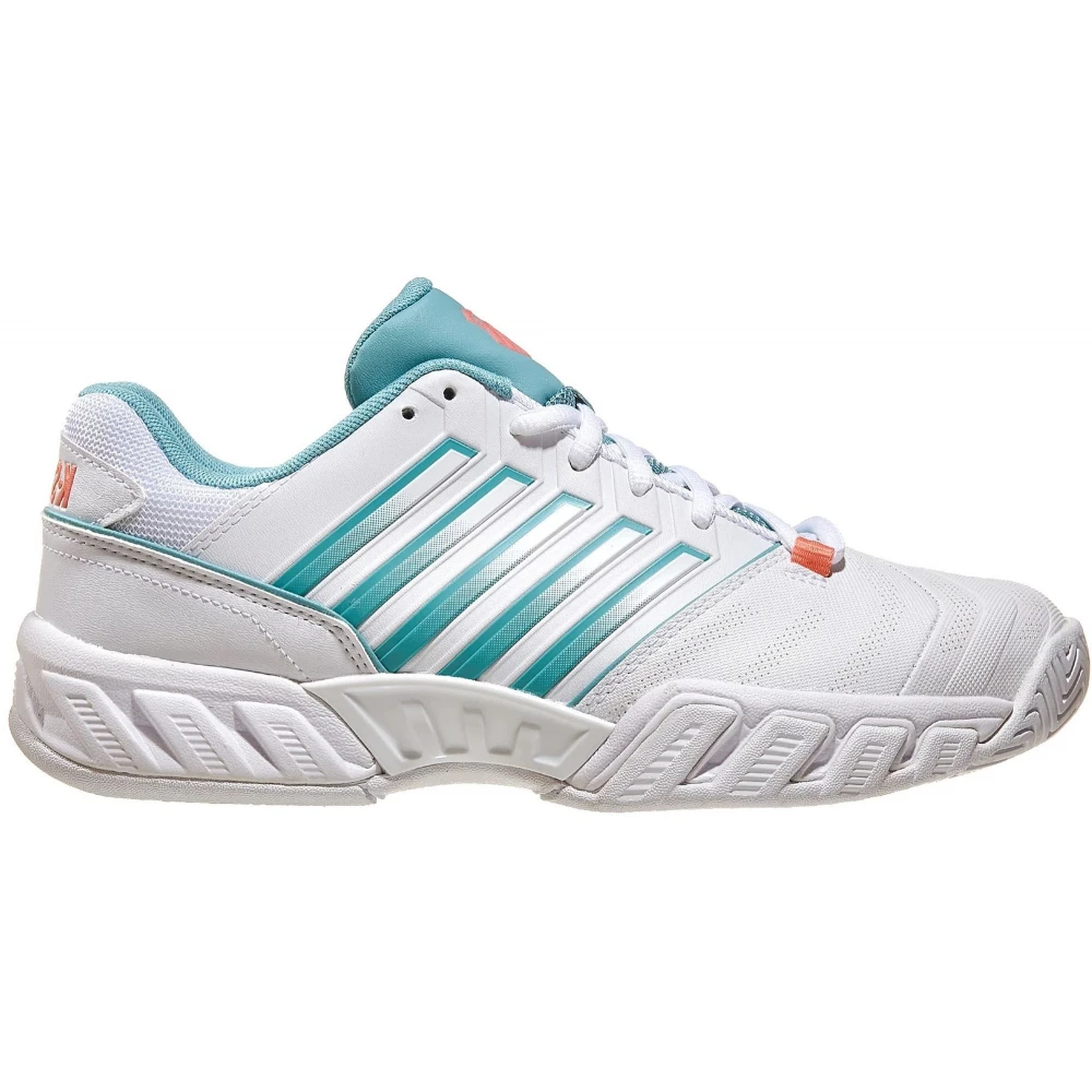 K-Swiss Women’s Bigshot Light 4 Tennis Shoes (Blanc De Blanc/Nile Blue/Desert Flower)