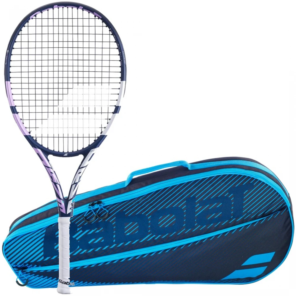 Babolat Pure Drive 26 Junior Tennis Racquet (Blue/Pink) Bundled W Blue Essentials Racquet Holder
