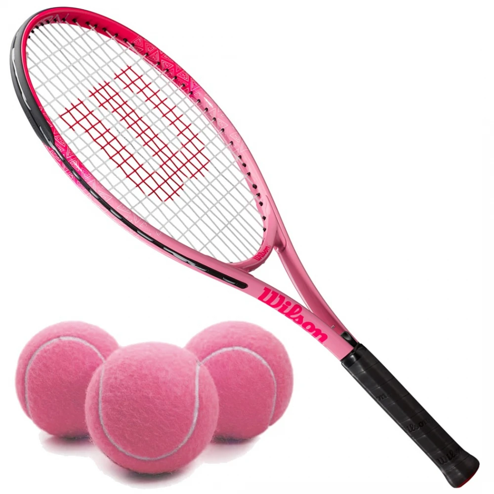Wilson Burn Pink Girls’ Tennis Racquet Bundled A Can Of Pink Tennis Balls