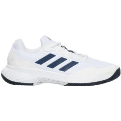 Adidas Men’s GameCourt 2 Tennis Shoes (Cloud White/Team Navy Blue/Cloud White)