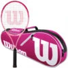 Wilson Burn Pink Junior Tennis Racquet Bundled With A Pink/White Advantage II Tennis Bag
