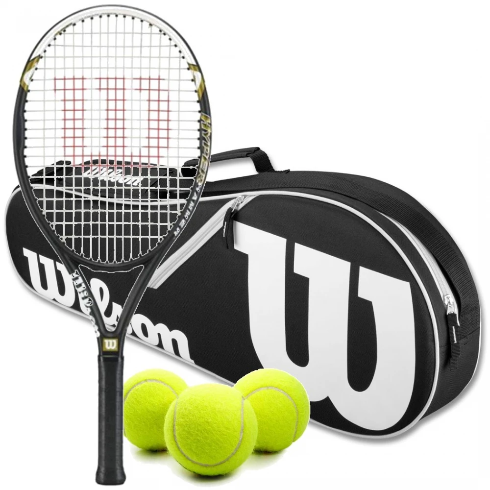 Wilson Hyper Hammer 5.3 Tennis Racquet Bundled W Advantage II Tennis Bag And 3 Tennis Balls (Black/White) 1 Wilson Hyper Hammer 5.3 Tennis Racquet Bundled W Advantage II Tennis Bag And 3 Tennis Balls (Black/White)